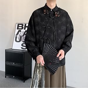 Amazon.co.jp: [JIYUTOR] チャイナ風シャツ 花柄