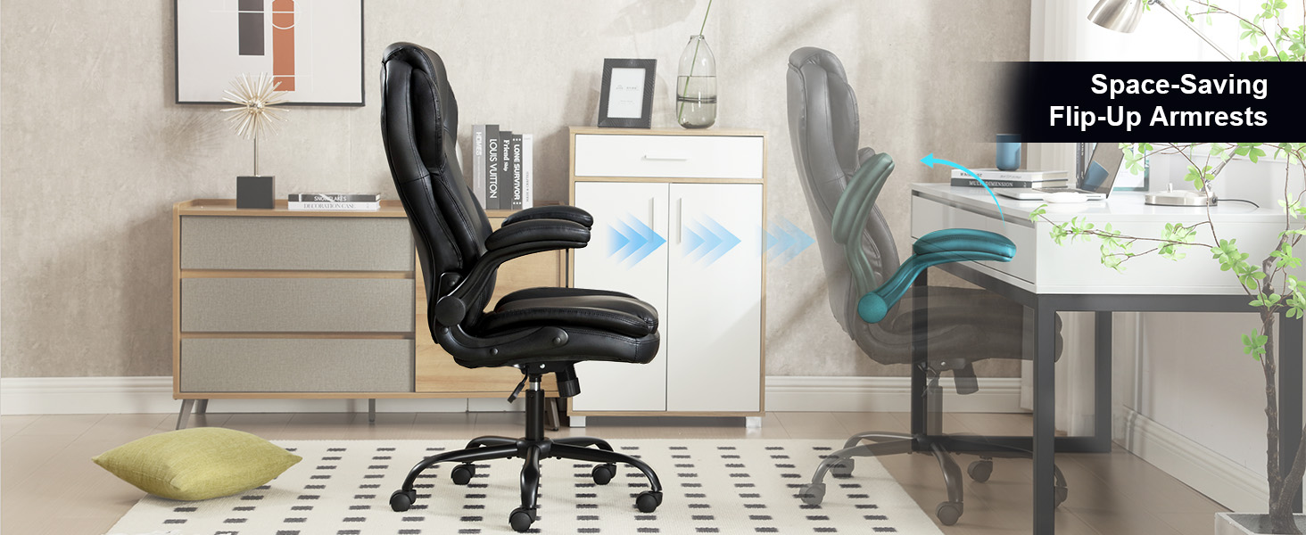 space-saving flip-up armrests