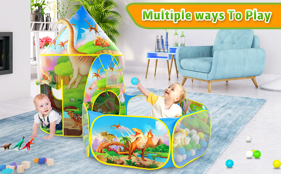 kids play ball pit with tent