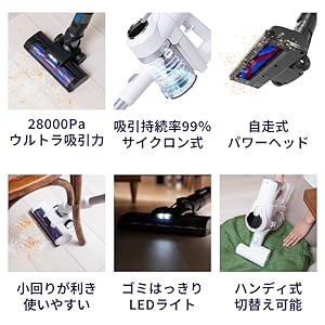 Amazon | REDHiLL 掃除機 コードレス 28000Pa サイクロン
