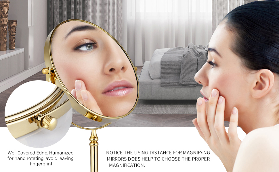 10X 5X magnifying mirror for bathroom makeup saving with LED light with suction magnification 