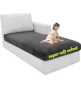 MAXIJIN 1 Piece Velvet Chaise Cover Stretch Sectional Couch Covers for L Shaped Sofa Fitted Soft ...