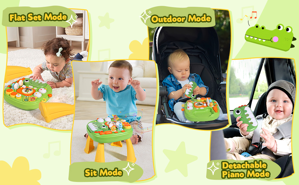 Activity Table for 1 Year Old Musical Toys for 1 Year Old Boys Sensory Toys for Baby with Sound Light Early Education Game Tiny Table Storytelling Mini Piano Drum Keys Baby Toys Gift for 1 2 Year Old 14 baby toys 1 year old