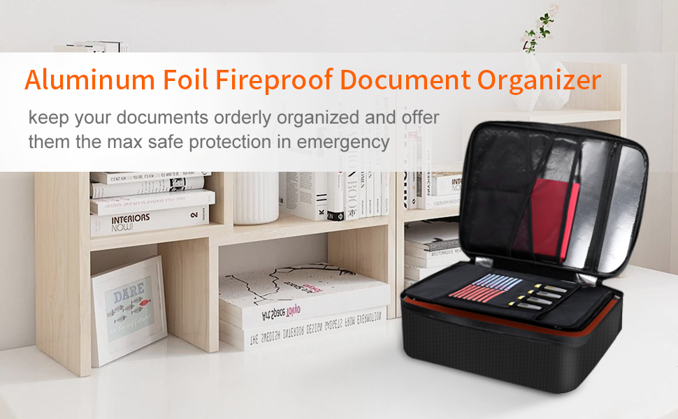 JUNDUN Fireproof Document Box, 3Layers Fireproof Document Organizer