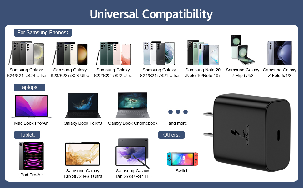 s24 fast charging cord super type c 45w laptop s23 portable for s21 s22 ultra usb wall a14 25w phone