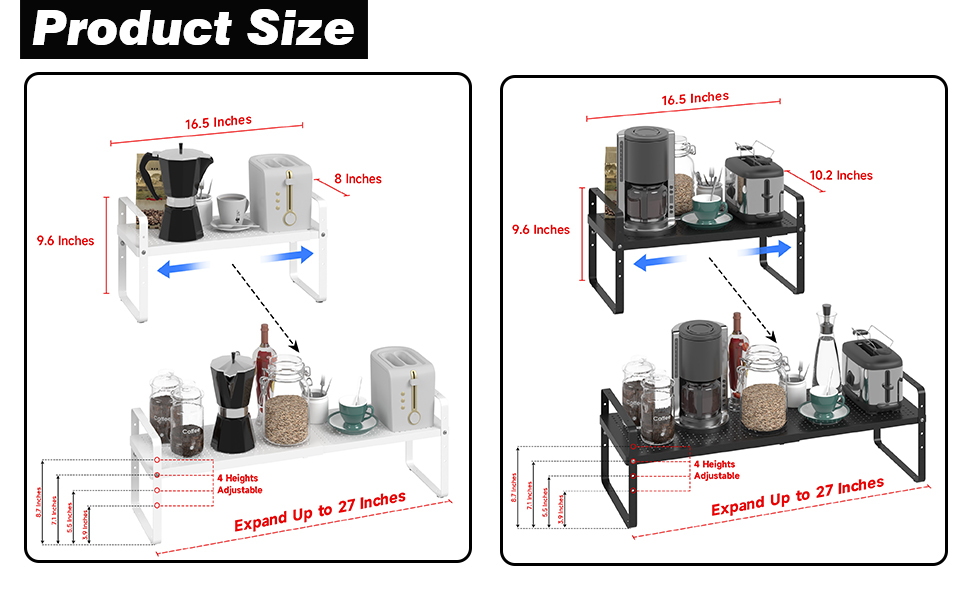 Expandable Kitchen Shelf Organizer Rack Heavy Duty