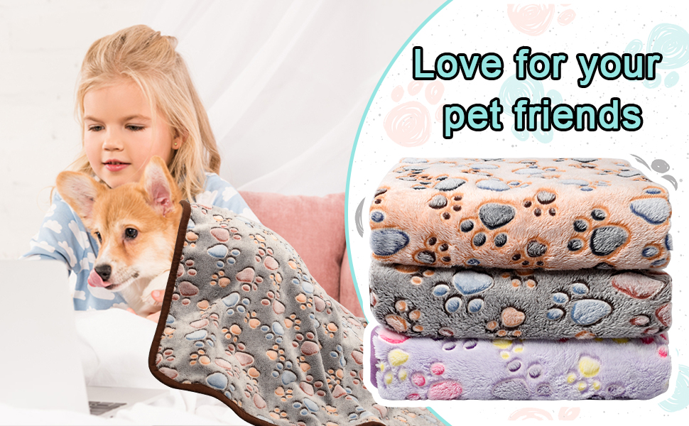 Awaytail 1 Pack 3 Dog Blankets for Small Dogs,Washable Pet