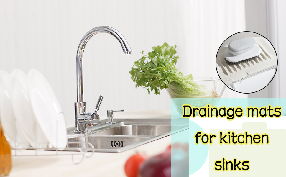 Faucet Splash Pad Dish Drying MatsSink Drain Mat, Easy to