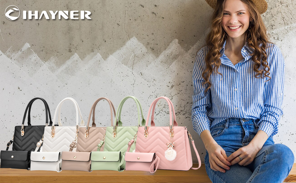 I IHAYNER Women Handbags Wave Quilted Purse Large Shoulder Bag