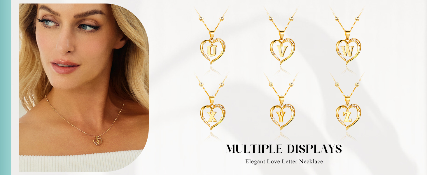 Cicy Bell Womens Heart Initial Necklace