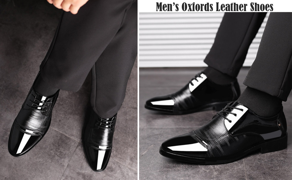 Men's Oxfords Formal Dress Shoes Leather Lace-ups Classic Business Shoes Non-Slip Brogues Shoes Office Wedding Loafers 14