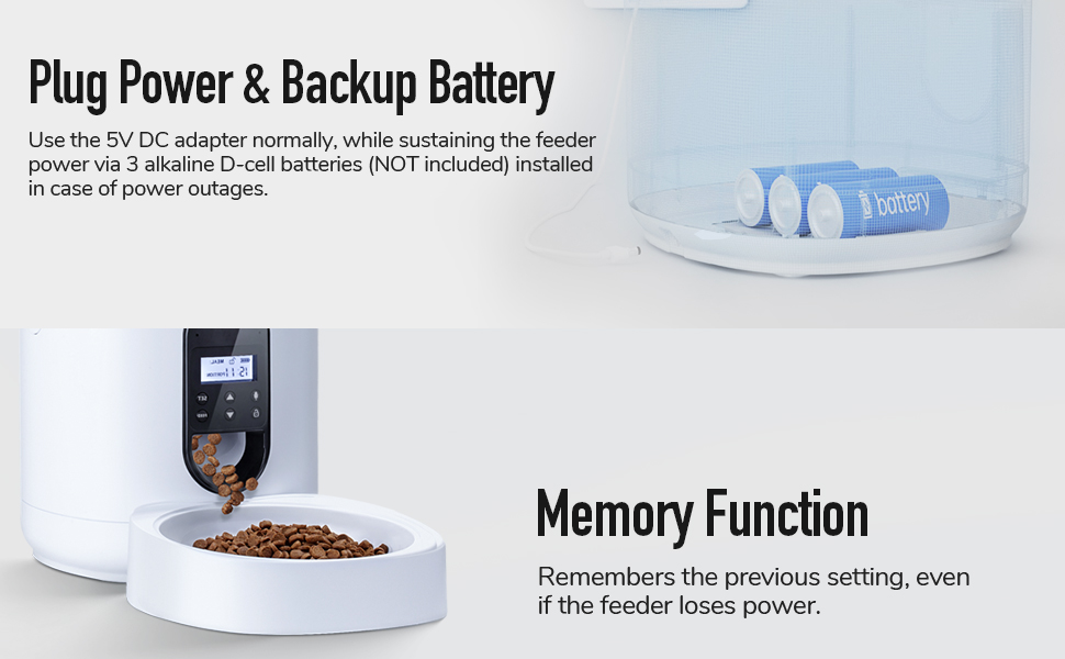 Petoday Automatic Cat Feeder, 4L Timed Cat Feeder with Desiccant Bag