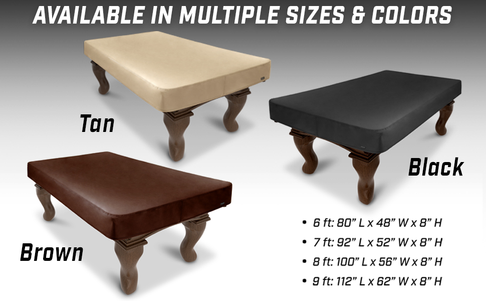 billiards table cover sizes