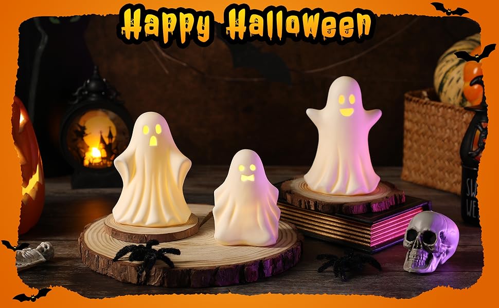 Amazon.com : 3 Pcs Gothic Ceramic Ghost Light Up, Halloween