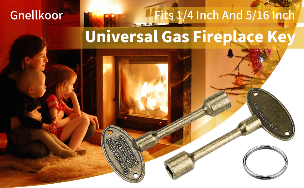 Gnellkoor Gas Fireplace Keys, 3" Universal Fireplace Keys Bronze Fits 1/4" and 5/16
