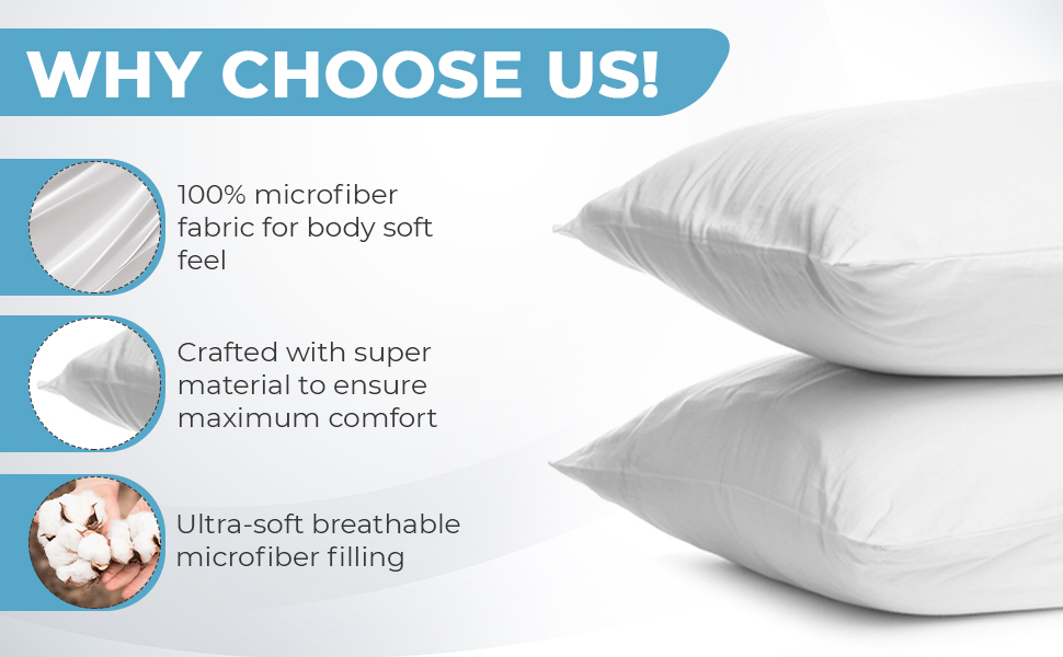 CareDeep 700g Pillows 2 Pack. Bounce to Back Pillows Sleep Positions