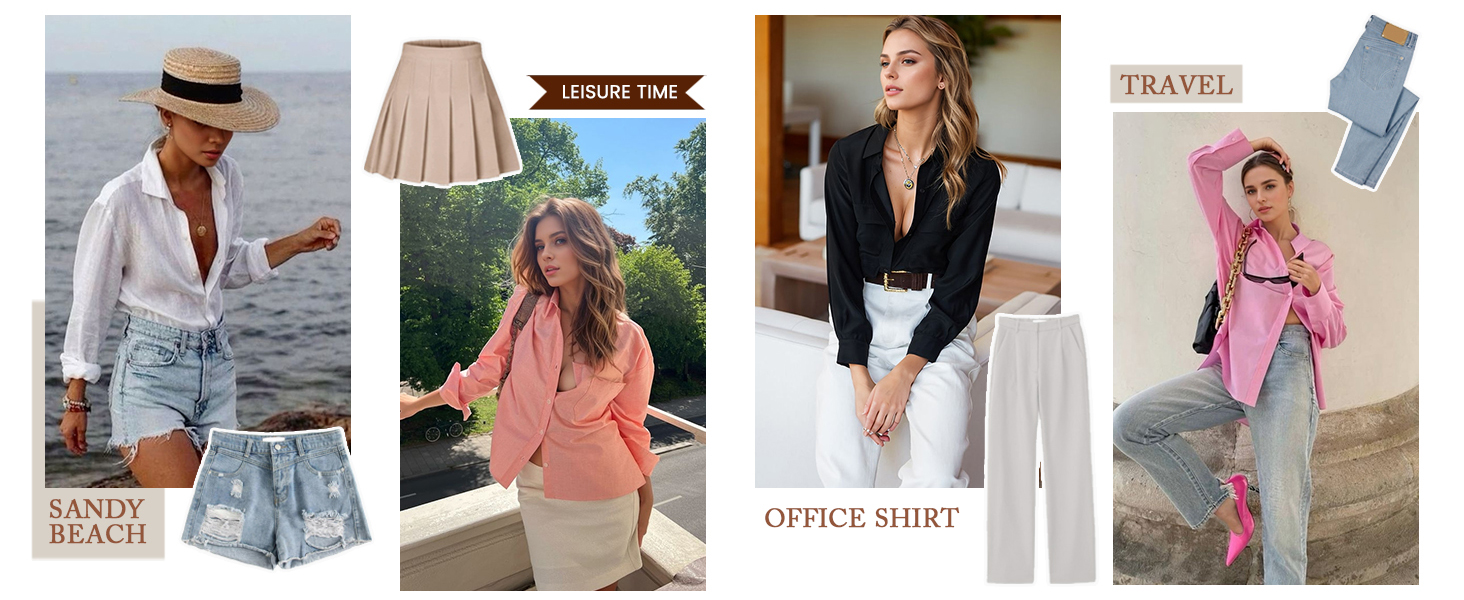 Long Sleeve V Neck Blouses