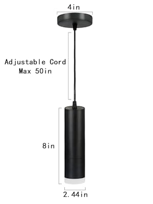 LED pendant light fixture size
