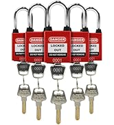 HiLKCO Lockout Tagout Lock Set 5 Pack Red Dustproof Padlocks OSHA Compliant Safety Loto Locks for...