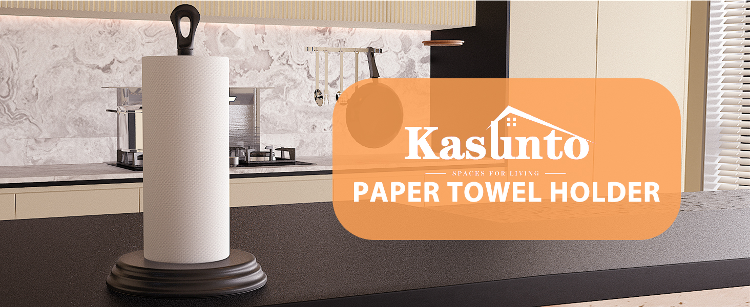 KASUNTO Paper Towel Holder for Kitchen Bathroom, Free Standing Paper Towel Holder