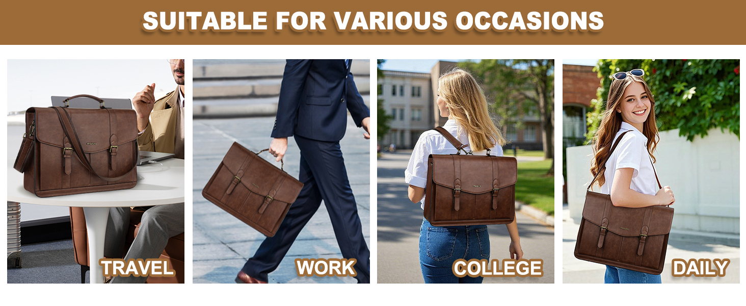 15.6 inch laptop leather satchel bags for men women