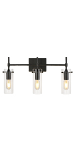 Black 3-Light Glass Vanity Lights