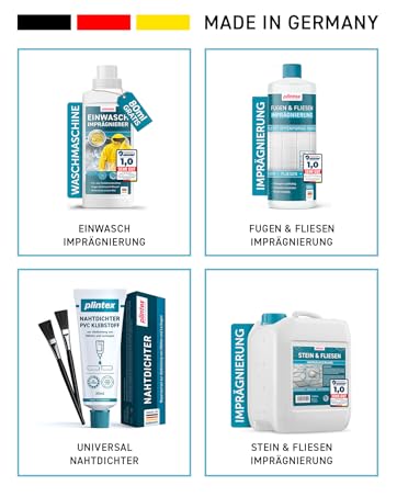 Der Text lautet „MADE IN GERMANY“. Sammlung blau-weißer Produktverpackungsboxen, die so angeordnet sind, dass sie verschiedene Blickwinkel und Variationen scheinbarer Hautpflege- oder Kosmetikprodukte zeigen.
