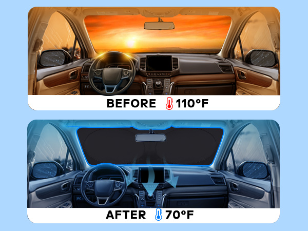 thumbnail image 2 of ULROLIT Windshield Sun Shade For Dodge RAM ProMaster Accessories 2014-2024, Foldable 2 of 11