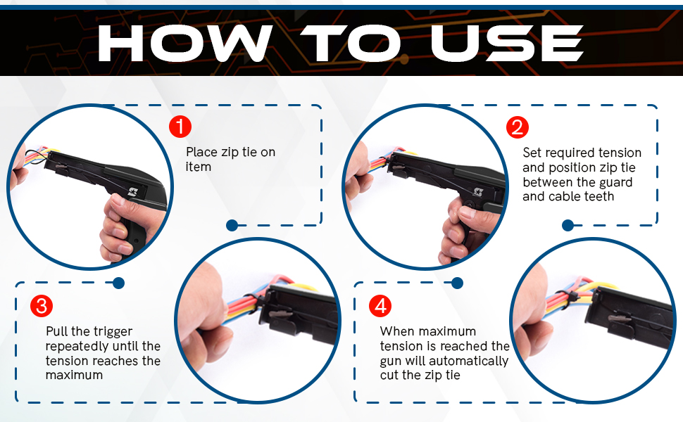 Zip Tie Gun Heavy Duty Cable Tie Gun Fasten and snip plastic tie wraps and cable