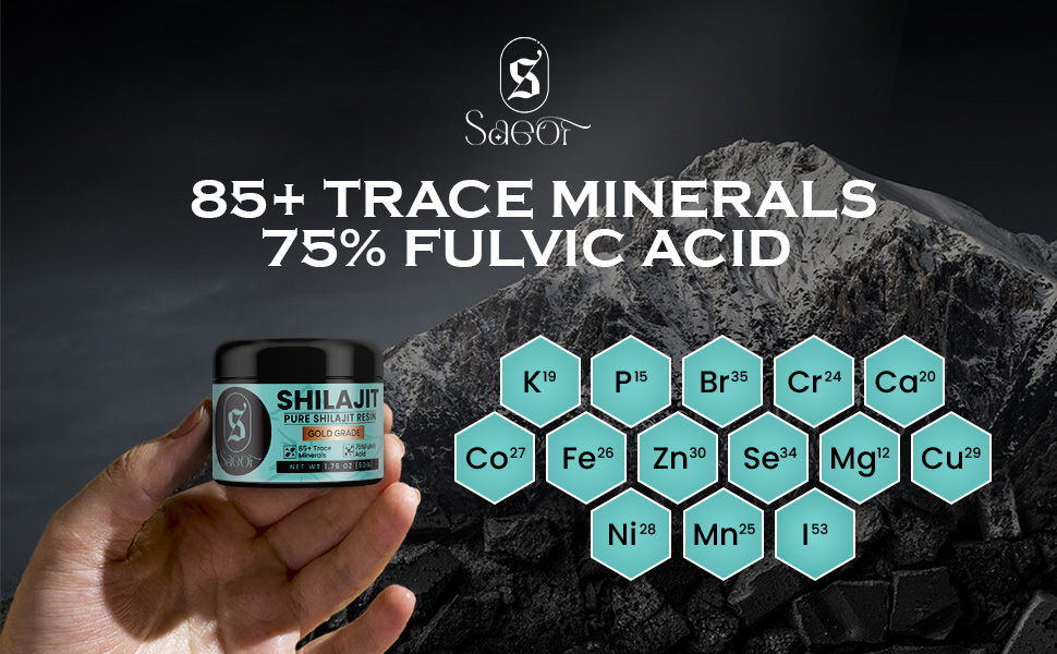 85 Trace Minerals 75% Fulvic acid Shilajit Resin
