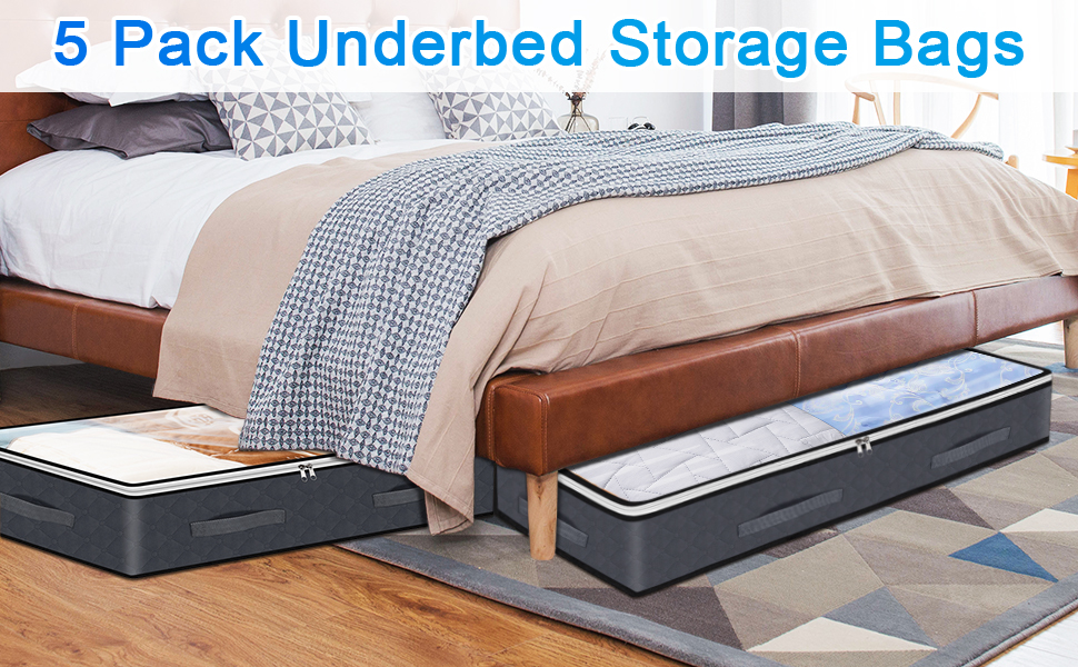 SOKOSEY 5 Pack Under Bed Storage Containers, Large Capacity