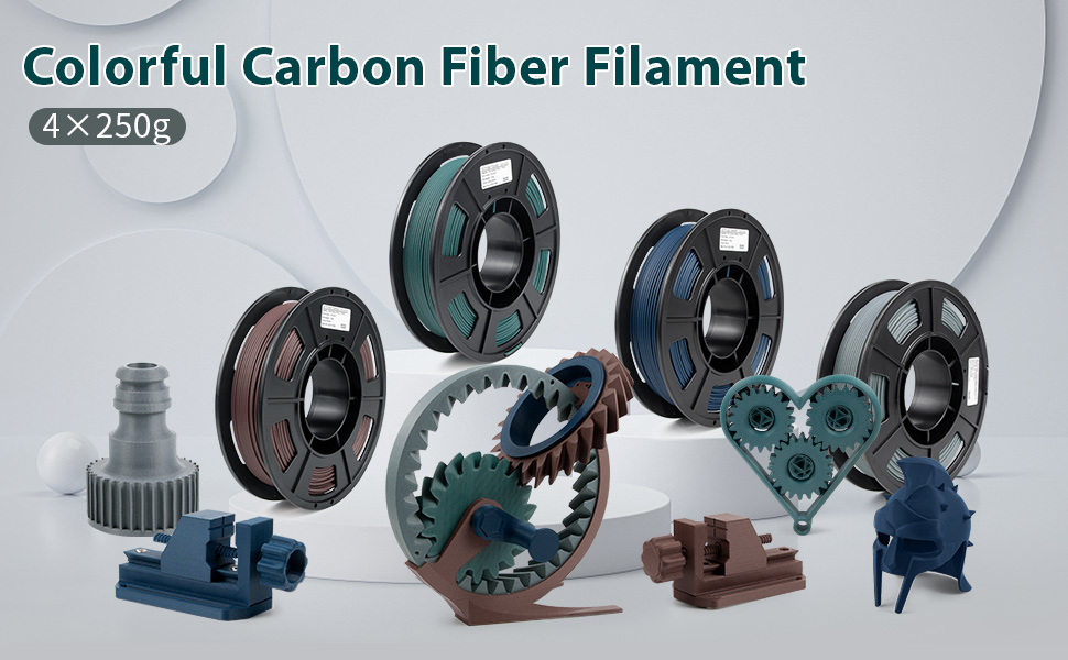 IEMAI 3D Printer Filament Bundle, Colorful Carbon Fiber Filament