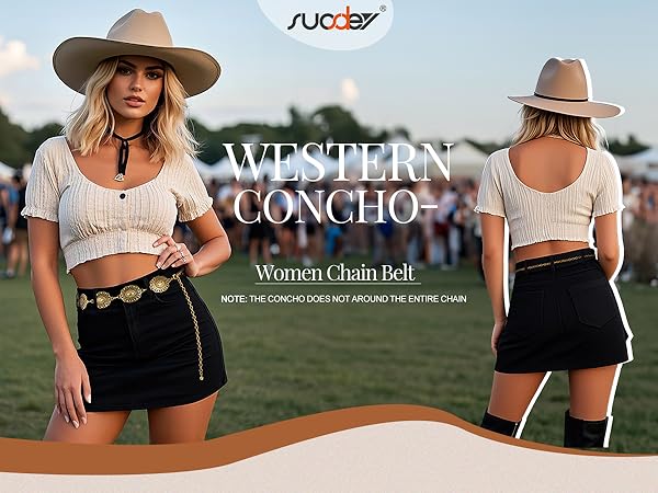 Amazon.com: SUOSDEY Western Cowgirl Concho Chain Belt for
