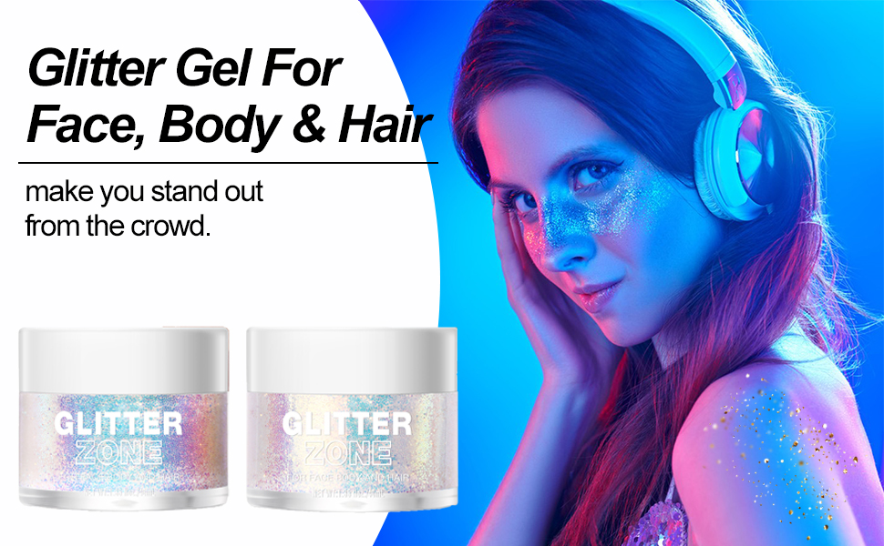 Body Glitter Gel, Cosmetic Grade Face Glitter, Holographic Color Changing Glitter