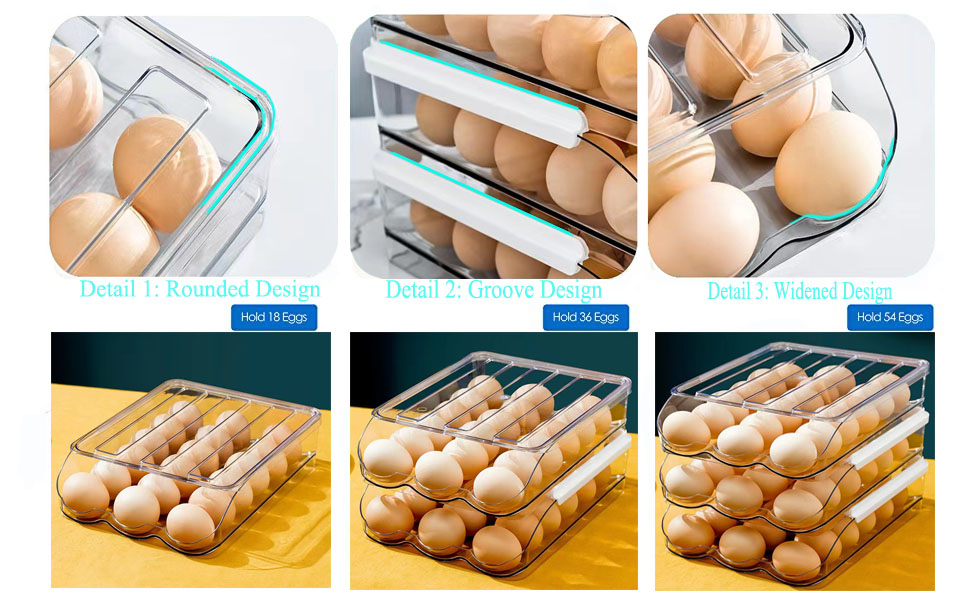 Egg Storage for Fridge,Egg Holder For Refrigerator, Rolling Egg