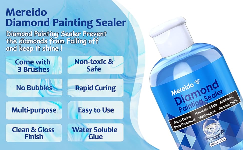 Mereido Diamond Art Glue Painting Sealer with 3 Brushes, 2