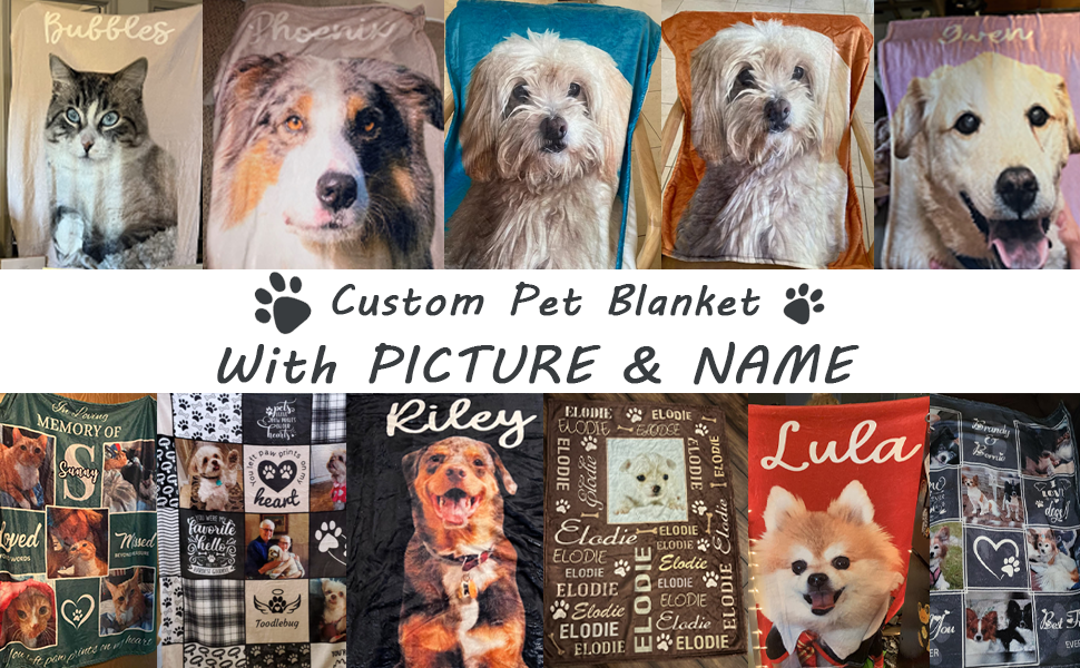Personalized Dog Portrait Blanket, Custom Blankets Gifts