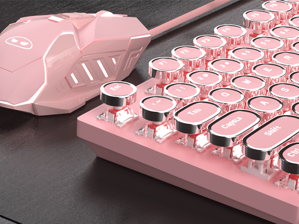 pink keyboard and mouse