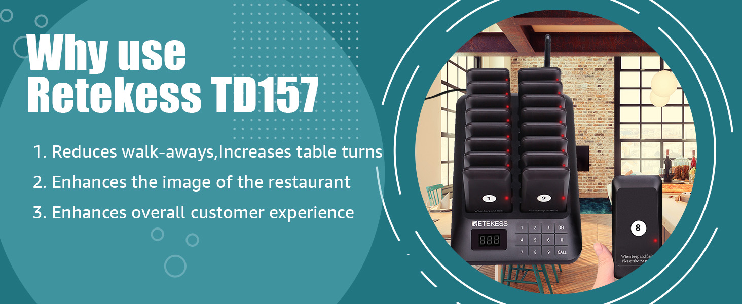 Retekess TD157 Restaurant Pager,Pagers for Restaurants,Touch Keyboard