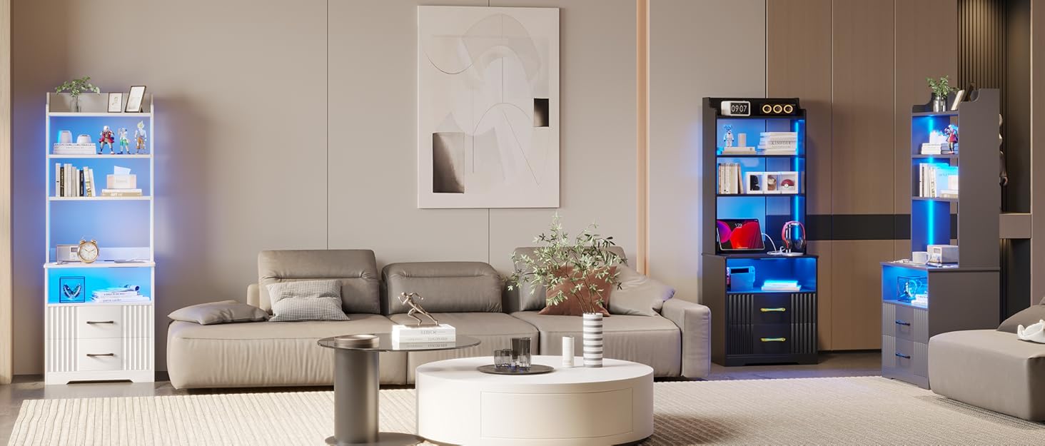 Vlsrka Tall Nightstand with Charging Station, 54" Smart