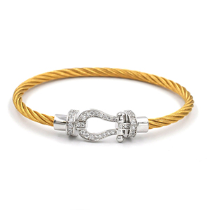 遺品整理 ゴールド ツイスト 馬蹄バングル ブレスレット 18k 磁気ブレスレット メンズ ステンレス ゴールド 金 ブレスレット