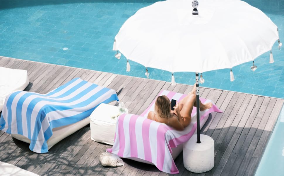 WILFA Extra Large Beach Towel,Oversized Mircofiber Towel 40'' x 71'', XL Striped Pool Towel Travel