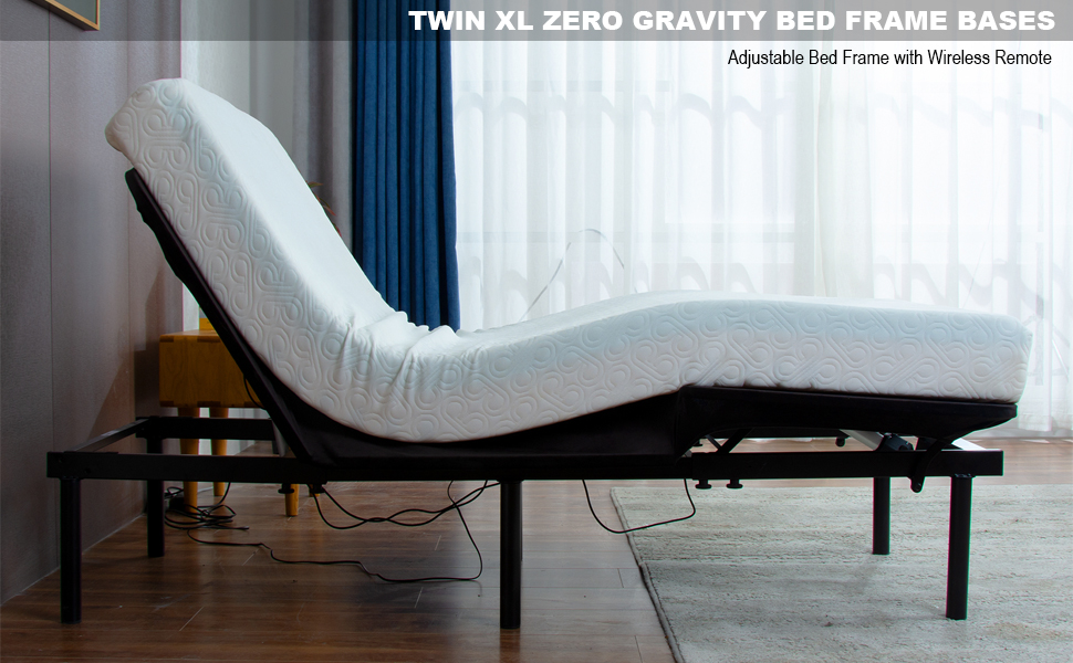 Twin XL Zero Gravity Bed Frame Bases, Adjustable Bed Frame with Wireless Remote, 5