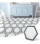 Art3d 30-Pack Hexagon Peel and Stick Flooring Tile Marble Look, Self Adhesive Waterproof Vinyl Fl...