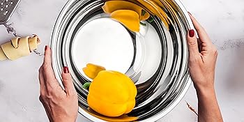 mixing salad bowl with lid stainless steel Nesting set for baking and servers large metal