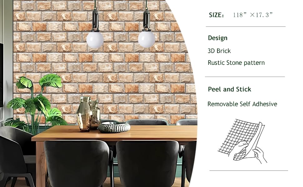 Marble Brick Peel and Stick Wallpaper Waterproof Oilproof