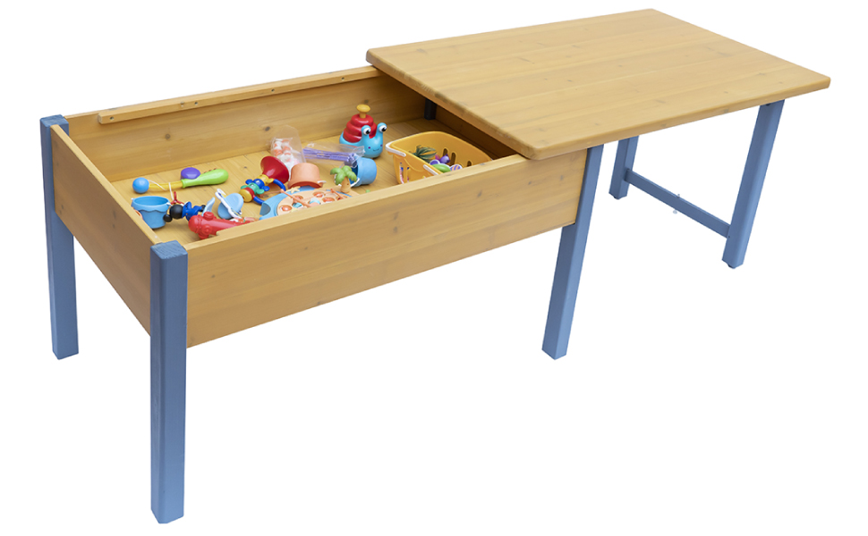 BIRASIL Wooden Sensory Tables with Folding Lid, Activity