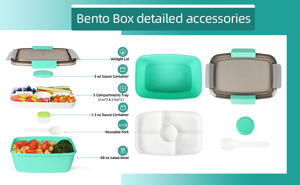 Salad Container for Lunch, SWKIEN 68 oz Salad Bowl with