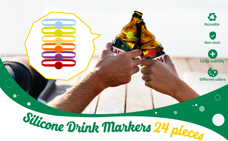 Outus 24 Pieces Drink Markers, Glass Cup Wine Glass Bottle