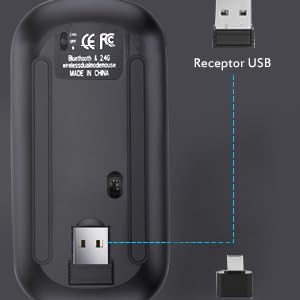 Ratón Inalámbrico Recargable, Bluetooth Ratón LED